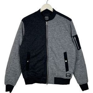 New Wesc Mumel Men US S Flannel Bomber Melange Grey Jacket Colorblock